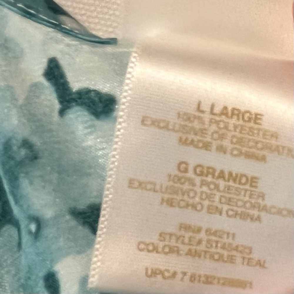 SECRET TREASURES Floral Slip Dress Lace Satin Chemise Antique Teal‎ Blue Size L - Picture 12 of 16